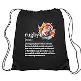 Haizct Rugby Definition Drawstring Backpacks, Unisex Drawstring Bags for Gym Shopping Sport, Football Gifts for Rugby Men Women Lover