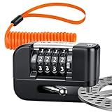 Onvian Motorcycle Locks Anti Theft, 4-Digit Code Motorcycle Disc Brake Lock High Security 7mm Pin & 5FT Reminder Cable, Waterproof Portable Motorcycle Helmet Lock