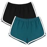 URATOT Women's Cotton Gym Yoga Summer Running Active Dance Elastic Shorts, Pack of 2