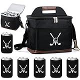 Reallnaive Golf Cart Cooler Bag Insulated with 6 Beer Can Sleeves 24 Can Large Foldable Leakproof Soft Cooler Bag with Bottle Opener Ice Cooling Holds for Golf Cart (Black)
