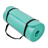 BalanceFrom 71x24 Inches Extra Thick Yoga Mat 1-Inch High-Density Foam – Roll-Up Exercise Pad with Double-Sided Non-Slip Surface and Carrying Strap for Pilates and Home Workouts, Multiple Colors
