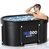 Wxtkkom New Upgrade XL 139-Gallon Oval Ice Bath Tub - 6 Layered Portable Bathtub, Foldable with Cover Cold Plunge Tub for Athletes, Home Gym, Outdoor Recovery Use.