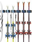 Skifavs Ski & Snowboard Wall Rack, Ski Wall Mount & Ski Rack Wall Mount for Garage Space-Saving, Winter Gear Organizer, Fits Any Ski or Snowboard, Nonslip Ski Holders, Garage Organization, 6 Pack