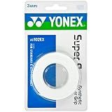 YONEX Overgrip Super GRAP 3 Pack - Tennis, Badminton, Squash - Choice of Colors (White)