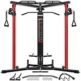 JELENS CC01 Fitness Cable Crossover Machine with High and Low Pulley System, Functional Trainer with with Pull Up Bars and Optional Bundle (Red, CC01 Fitness Cable Crossover Machine)