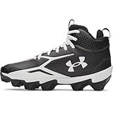 Under Armour Boys' Spotlight Hammer JR RM Football Cleats, (001) Black/White/White, 4, US