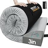 CYMULA Memory Foam Camping Mattress Pad,3 in Sleeping Pad for Camping,Non-Slip Bottom Floor Cot Mattress for Adults,Portable Roll up Mattress Pad Mat for Travel Hiking,Guest Bed Tent(Cot 72 * 24)