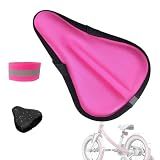 9'' X 6'' Extra Soft Gel Bicycle Seat Cushion- Kids Bike Seat Cushion- with Water&Dust Resistant Cover- Comfortable Small Bike Seat Cover (Pink)