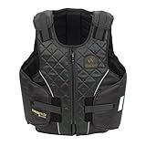 Ovation Adults' ComfortFlex Body Protector | Durable Comfortable Adjustable Safety Reflective Piping Equestrian Riding Vest, Black, Small