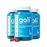 Goli Ashwagandha Gummies with KSM-66 and Vitamin D - Premium Root Extract - Vegan, Non-GMO - Mixed Berry Flavor - 60 Count (3-Pack, 180 Total)