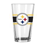 FANMATS NFL Pittsburgh Steelers 16 oz Pint Glass — 16 Fluid Ounces | Glass | Officially Licensed | Team Color Stripe