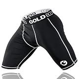 Gold BJJ Jiu Jitsu Compression Shorts - Base Layer for Gi and No-Gi Grappling - Martial Arts Short (Large) Black