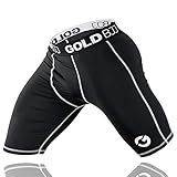 Gold BJJ Jiu Jitsu Compression Shorts - Base Layer for Gi and No-Gi Grappling - Martial Arts Short (Medium) Black