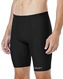 Runhit Swim Jammers for Men Competitive Swim Racing Team Swimsuit Quick Dry Athletic Swimming Shorts UPF 50+ Black L