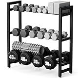 3 Tier Adjustable Dumbbell Rack - Heavy-Duty 450LB Capacity Weight Storage Stand for Dumbbells, Space-Saving Weight Rack Home Gym Organizer (Rack Only)