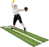 All Turf Mats® Softball Pitching Mat with Pitching Rubber Durable Indoor/Outdoor Pitching Mat for Softball Training – Non-Slip Turf Mat for Fastpitch, Portable Softball Practice Equipment for Pitchers