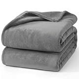 Hansleep Fleece Blanket Twin Size Grey, Soft Cozy Twin Blanket, Fuzzy Flannel Blanket for Bed, Sofa, Couch, Travel, Camping, 60 x 80 Inches
