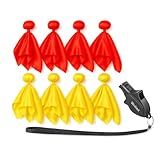 Referee Game Penalty Flags Set – 8 x Soccer Penalty Flags (4 Red & 4 Yellow) + Black Whistle – Ultimate Football Penalty Flags Set for Ref, Party Game, Training – Yellow & Red Penalty Flag, Football Penalty Flags