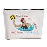 JEFBFBWE Water Polo Makeup Bag,Never Underestimate a Girl Who Plays Water Polo - a Ideal Gift for Beach Game, Poolside & Travel - Large Capacity Travel Toiletry Bag
