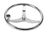 Amarine Made Stainless Steel Boat Steering Wheel 3 Spoke 13-1/2 Inch Dia, Marine Steering Wheel for Seastar and Verado, Stainless Boat Wheel with 5/8 Inch-18 Nut and Turning Knob