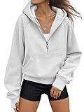 AUTOMET Womens Hoodies Fleece Fall Fashion Outfits Workout Sweatshirts Y2k Winter Zip Up Jackets Oversized Tops Clothes 2025 Grey M