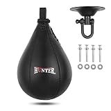 Hunter Leather Speed Bag for Boxing, Premium Cowhide Punching Speed Bag with Swivel, Lightweight Bladder for Fast Rebounds & Reflex Training