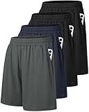 Barjneel 4 Pack Gym Mens Shorts - Basketball Athletic Shorts with Pockets Fitness Clothing Black Workout Quick Dry Shorts