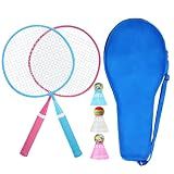 KH Badminton Rackets Set of 2,Beach Lawn Backyard Game Outdoor Sports,2 Racquets,3 Shuttlecocks & a Carry Bag Included