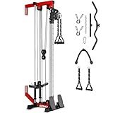 Goimu Wall Mount Cable Station, WM1 Cable Crossover Machine with 17 Positions, High and Low Cable Crossover Machine with Removable Footplate for Garage Home Gym (WM1 Cable Station RD)