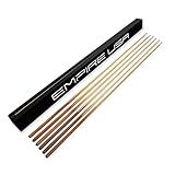 Empire USA Set of 6 Pool Cues – 57” One-Piece Hardwood 4-Prong House Bar Billiard Cue Sticks with 13mm Leather Tips