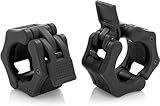 AbraFit 2” Olympic Barbell Clamps - Solid ABS Locking Barbell Collars with Quick Release - for Professional Training Strong Lifts and Olympic Training- Set of 2 (Black)