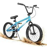 KORIMEFA Freestyle BMX Bike 18 inch Kids Boys Trick Bicycle for 7-12 Years Old, Pro Pegs/Guro Could Choose, Hi-Ten Steel Frame, Beginner-Level to Advanced Riders