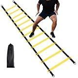 RUBY.Q 12 Rungs Agility Ladder Set, 20ft Speed Training Ladder with Steel Stakes and Carry Bag for Soccer, Speed Fitness Feet Training