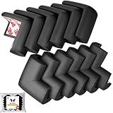 12 PK Corner Protector Baby, Coffee Table Soft Corner Protectors, Baby proofing Corner Guards, Furniture Corner & Edge Safety Bumpers, Rubber Foam 3M Adhesive Pre-Taped (Black)