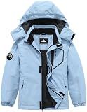 QUCOOM Boys Winter Warm Skiing Jacket Kids Thick Fleece lined Waterproof Snow Coat Windproof Rain Jacket with Detachable Hood