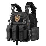 EREBUSE Tactical Airsoft Vest, Adjustable Molle Modular Paintball Vest for Men（Black