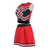 Voslett 2 Piece Women Cheerleader Costume Top Skirt Sets Cosplay Cheer Outfit Halloween Cheerleading Party Red S