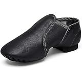 Stelle Jazz Shoes for Girls Boys Leather Unisex Slip-On Dance Shoes (Toddler/Little Kid/Big Kid)(Black,5MB)