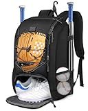 MATEIN Youth Baseball Bag, Softball Bag with Cleats Pocket for Girls, Boys, Adult, Large Baseball Backpack for Men with Fence Hook- Hold 2 Bats, Batting Mitten, Helmet, Caps, Teeball Gear