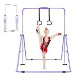ZUETK Expandable Gymnastics Bar for Kids, Adjustable Height Junior Training Kip Bar, Folding Gymnastic Horizontal Bars Monkey Bar, Home Gym Equipment for Kid Gymnasts, Child, Girl, Boy