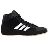 adidas Men's HVC Wrestling Shoes, Black/White/Iron Metallic, 7