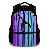 NICEFORNICE Backpacks for School, 17 Inch Aesthetic Gymnastic Backpack for Girls, Black Lightweight Bookbag for Kids