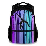 NICEFORNICE Backpacks for School, 17 Inch Aesthetic Gymnastic Backpack for Girls, Black Lightweight Bookbag for Kids