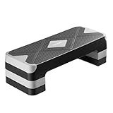 VEVOR Aerobic Exercise Step Platform, 28-Inch Workout Aerobic Stepper, Height Adjustable Fitness Training Step Deck Trainer with 4 Risers, Non-Slip Surface Bench for Home Gym Cardio Strength, Gray