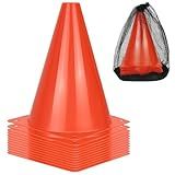 PXZBLG 12/24/50pcs Soccer Cones, 7 Inch Soccer Cones, Plastic Traffic Cones, Training Cones for Basketball Football Skating Drills Practice (7", 12pcs)