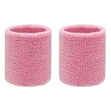 Sweatbands Sports Wristbands for Kids and Women - 3 inch Elastic Athletic Wrist Bands for Tennis, Basketball, Running, Working Out (Pink)