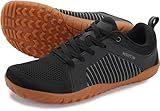 WHITIN Men's Extra Wide Width Barefoot Minimalist Shoes Zero Drop Trail Running Hiking Sneaker Cross Training Walking Gym Workout Lifting Black Gum 44