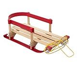 Superio Children Wooden Sled, Snow Sled for Toddlers, Kids Sleigh with Pull Ropes, Baby Sled, Red (Wooden Sled)