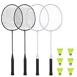 AboveGenius Badminton Rackets Set with 6 Shuttlecocks, Lightweight Badminton Set of 4 for Outdoor Backyard Games, Racquets with Durability for Beginners and Casual Players