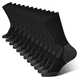 BAMBOO COOL Men's Crew Socks Athletic Running Sports Socks, Cushioned Moisture Wicking, Breathable Arch Support 6 Pack Black